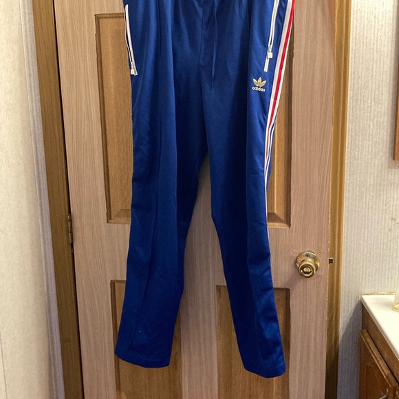 Men’s Adidas jogging pants. Royal blue. Red, white and blue stripes. - Picture 2 of 4